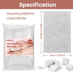 1000 Gel Nail Polish Remover Pads -  Nail Cotton Acetone Fingernail Polish Remover Wipes Prep Pad Essentials for Nail Techs Professional Supplies Acrylic Gel Removal