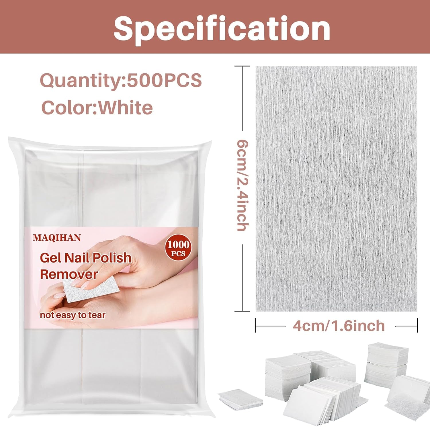 1000 Gel Nail Polish Remover Pads -  Nail Cotton Acetone Fingernail Polish Remover Wipes Prep Pad Essentials for Nail Techs Professional Supplies Acrylic Gel Removal