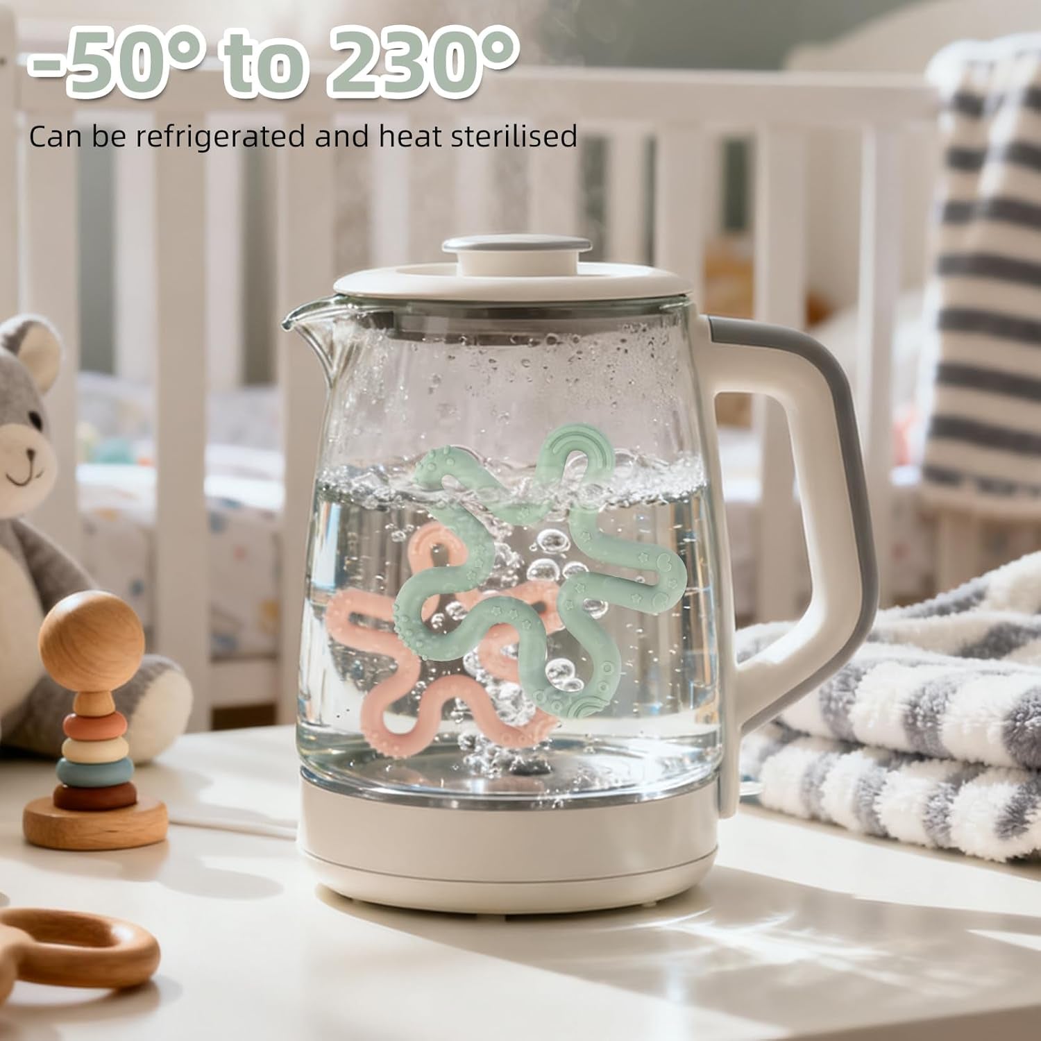 3 Pack Coral Flower Ring Teether Baby Teething Toys Silicone Teether Ring Toys for Babies 0-6 0-12 0-24 0-36 Months Easy to Grasp Clean Infant Teething Relief Soothing Sore Gums