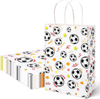 16 Pack Soccer Goodie Bags, 5.5"X2.8"X8" Party Favor Bags with Handles for Kids Birthdays, Sports Theme Decorations, Gift Giving Bulk Supplies