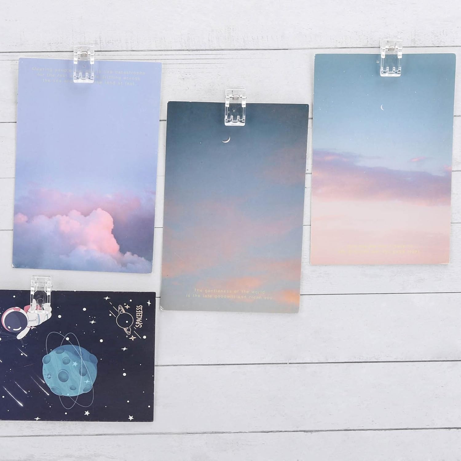 100 Pcs Self Adhesive Clips Wall Clips Tapestry Clips Plastic Sticky Photo Poster Clips Sticky Hanging Spring Clips for Home Office (Clear)