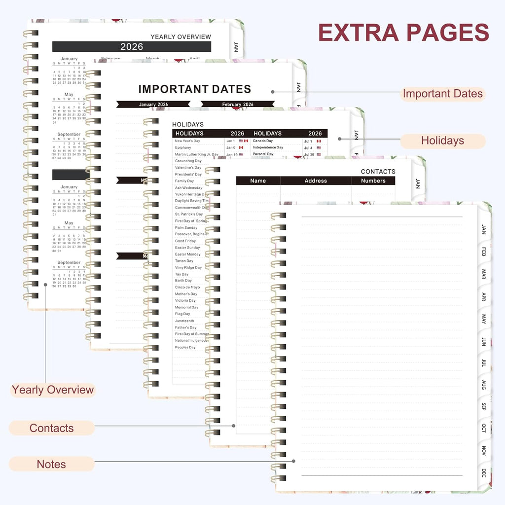 2026 Planner, Weekly and Monthly Calendar Planner Organizer, January-December, Academic Planning Agenda Book, Office School Home Suppiles for Women & Men, 6.3" × 8.5"