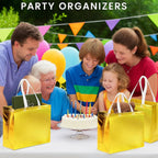 15PCS Reusable Gift Bags with Handles, 12.6 X 5 X 11, Gold, Bulk, Large Party Favor Bags for Birthday, Wedding