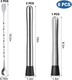 10" & 8" Cocktail Muddlers, Stainless Steel Muddler with 3 Pcs 10 Inch Mixing Spoon for Lemonade Mojitos Fruit Drinks