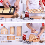 10Pcs Gingerbread House Cookie Cutters Set for Christmas Winter Holiday Baking and Decoration, Stainless Steel 3D Gingerbread House Kit for Kids Adults, Gift Package