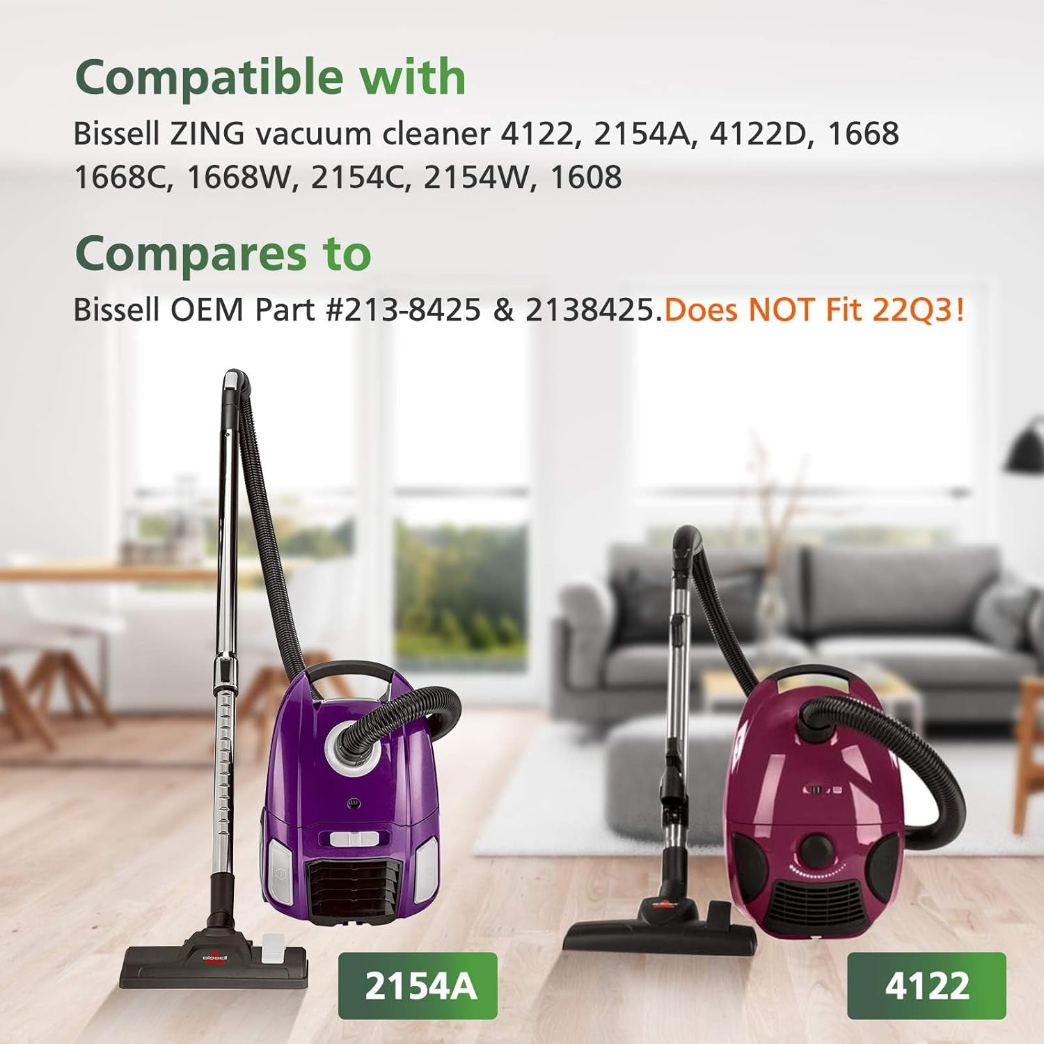 10 PCS 4122 Replacement Vacuum Bags for Bissell 4122, 2154, 2154A, 2154W, 2154C, 1668, 1668C, 1668W, Zing Canister Vacuum Cleaner Parts, #2138425, 213-8425