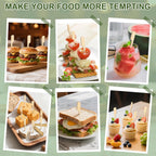 200 Cocktail Picks, 3.5 in Small Bamboo Skewers for Appetizers, Cupcake Topper Sticks, Flat Paddle Wood Fancy Toothpicks for Appetizers Drinks Food Sandwich Fruit Charcuterie Boards Accessories Party