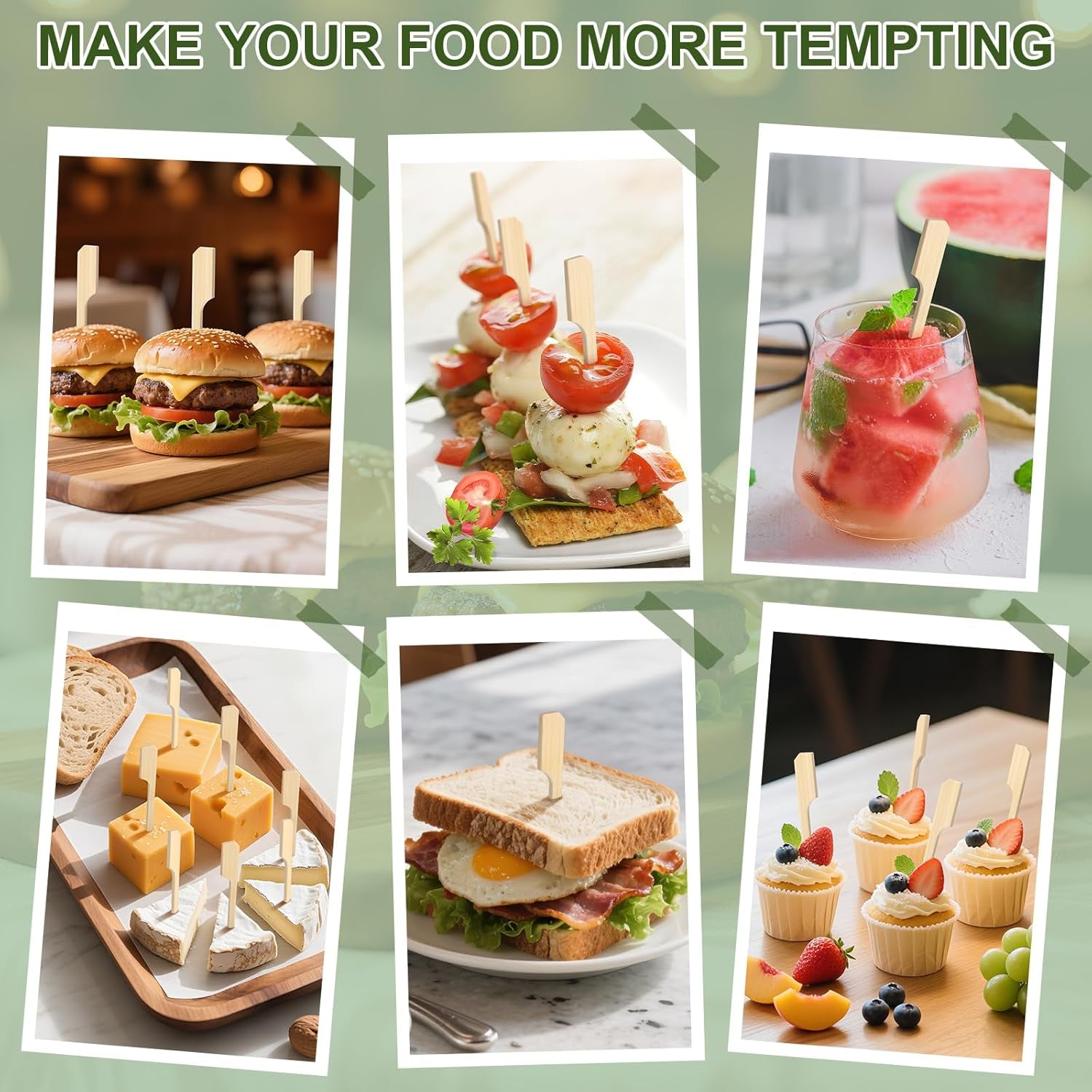 200 Cocktail Picks, 3.5 in Small Bamboo Skewers for Appetizers, Cupcake Topper Sticks, Flat Paddle Wood Fancy Toothpicks for Appetizers Drinks Food Sandwich Fruit Charcuterie Boards Accessories Party