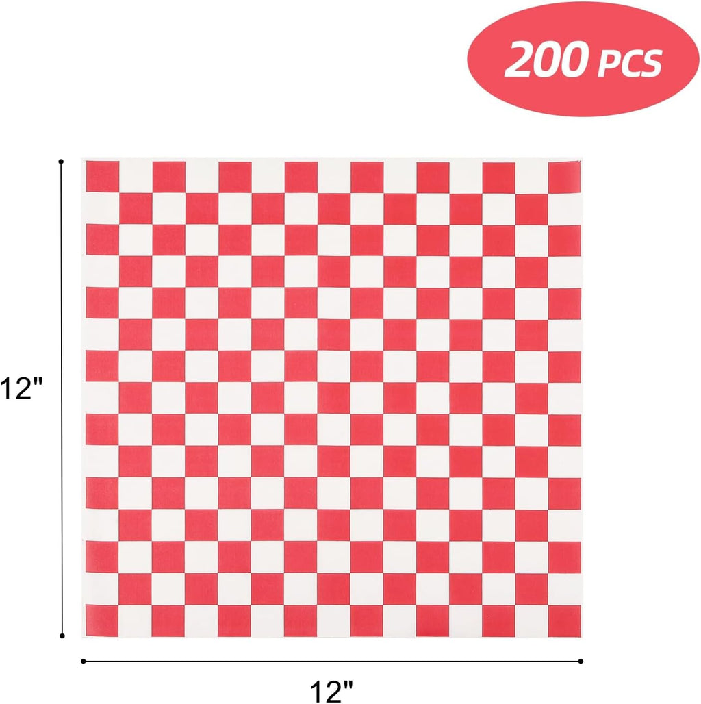 200 Pcs Deli Wax Paper Sheets for Food 12X12 Inch Sandwich Paper Wraps Sheets Grease Resistant Basket Liners for BBQ, Picnic, Party