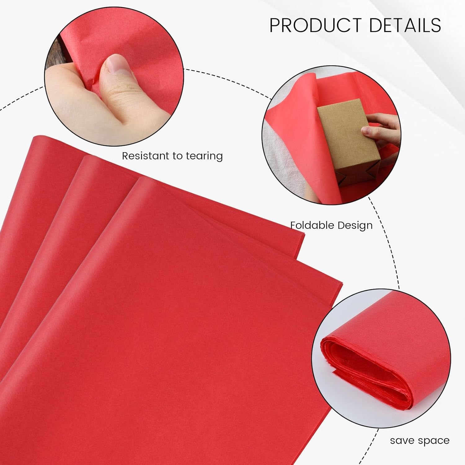 120 Sheets Red Tissue Paper, 14 X 20 Inch Gift Wrapping Paper for Christmas Wedding Birthday Baby Shower DIY Crafts Project Party Decor