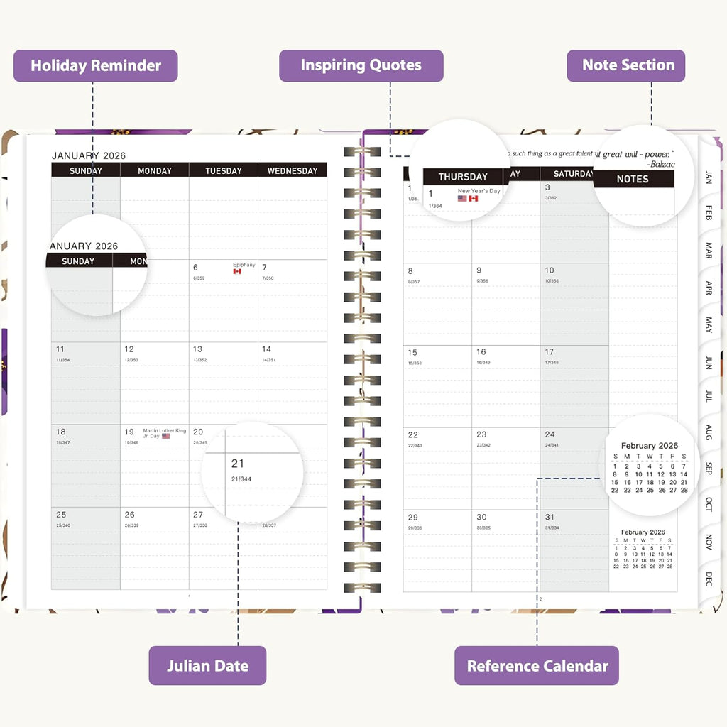 2026 Planner, Weekly and Monthly Calendar Planning Book, Jan 2026 - Dec 2026, Academic Agenda Book, Desk Accessories for Home, Office and School Supplies - A5 (6.3'' X 8.5'')