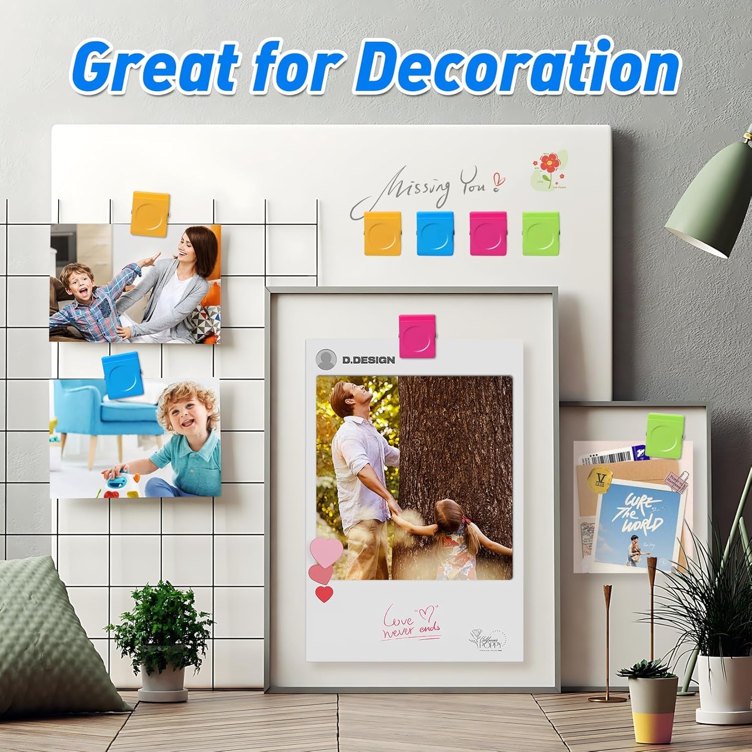 24 Pcs Strong Magnetic Clips, Fridge Magnets Metal Clips, Whiteboard Magnets Refrigerator Magnets, Assorted Colors Heavy Duty Clip Magnets for Photo Display, Home, Office, Classroom