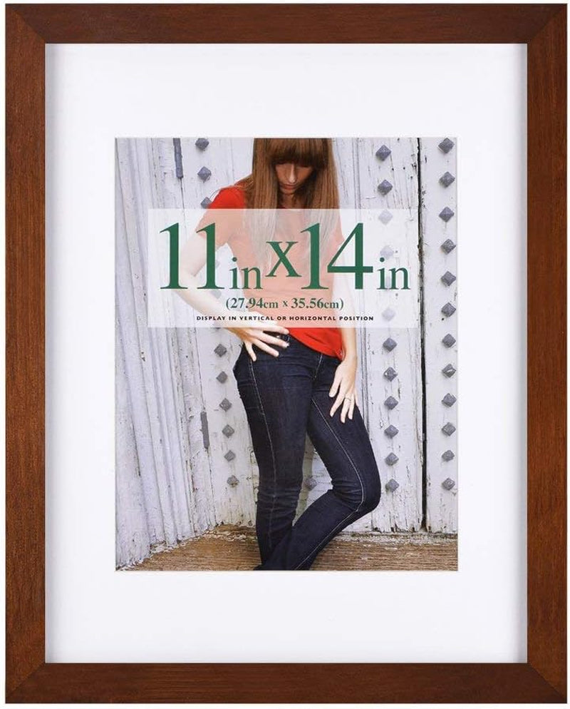 2 Pcs Sets Solid Wood Picture Frames Display Photo 11X14Inch Brown and 5X7Inch Driftwood Finish