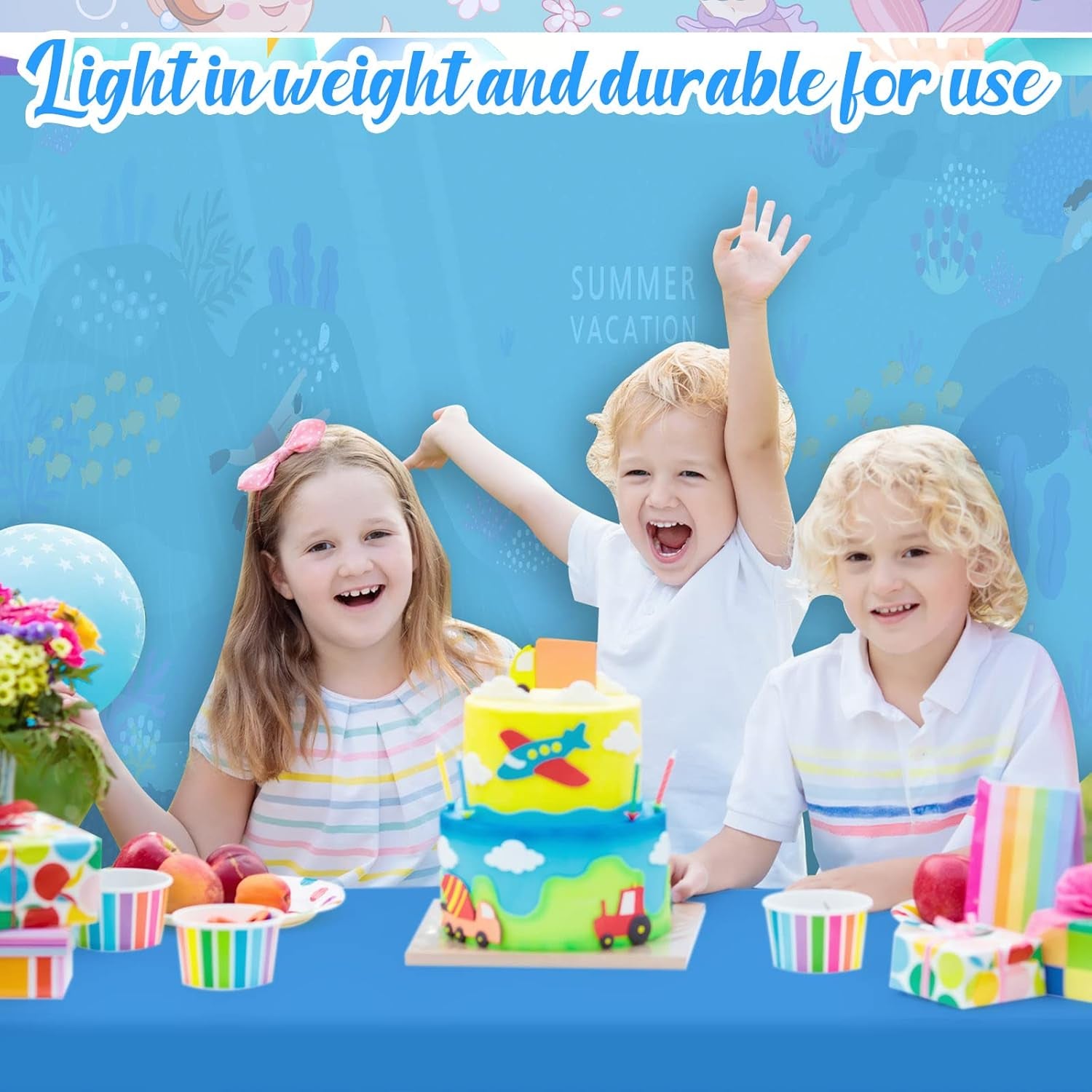 12 Pcs Ocean Tablecloth Disposable Plastic Tablecloth Waterproof Table Cover for Rectangle Sea Table Cover for Surf Ocean Pool Party Birthday Decor, 54 X 108 Inch, Lake Blue, Sky Blue, Dark Blue