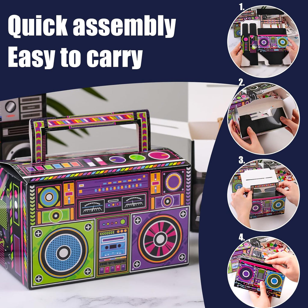 10PCS 80S Party Favor Boxes, Novelty Boom Box Candy Treat Boxes Gift Boxes for Retro Party Supplies Radio Decorations