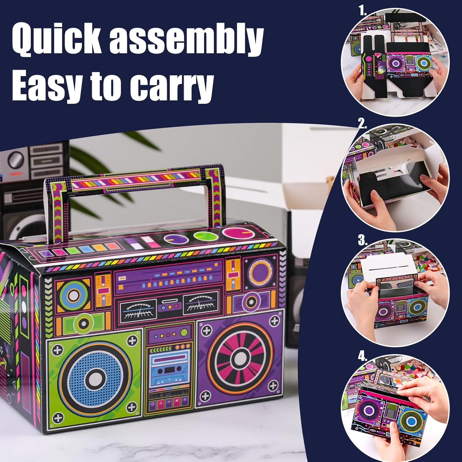 10PCS 80S Party Favor Boxes, Novelty Boom Box Candy Treat Boxes Gift Boxes for Retro Party Supplies Radio Decorations