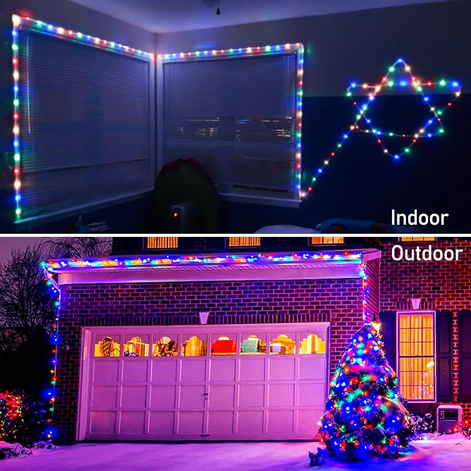 100 LED Christmas Lights Battery Operated Rope Lights Outdoor Waterproof, 33 Ft 8 Modes Battery Powered String Lights with Remote for Car Tree Christmas Decor (Multicolor)