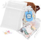 120PCS Organza Bags with Drawstring, White Sheer Gift Pouch Candy Bags for Christmas Party Favors 4 X 6 Inch
