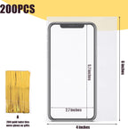 200 Pack Goodie Bags, Cellophane Treat Bags with Ties 4X6 Inch for Cotton Candy Cookie Popcorn Christmas Party Favors Supplies