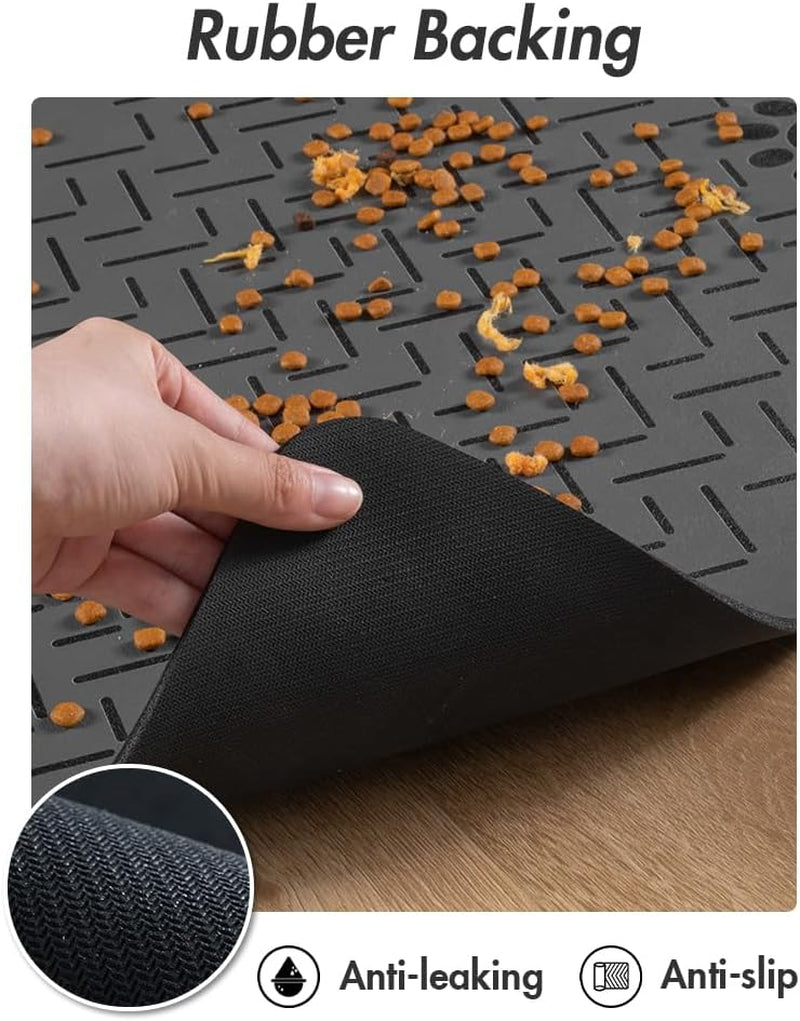 -Absorbent Pet Feeding Mat-No Stains Quick Dry Dog Mat for Food and Water Bowl-Rubber Backing Dispenser Mat Accessories Supplies-Dog Bowl Messy Drinkers,(Dark Grey,12"X19")