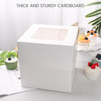 2PCS Cake Boxes with Window, 8 X 8 X 8 Inches White Bakery Boxes Square Cardboard Cake Containers for Birthday Party Wedding…