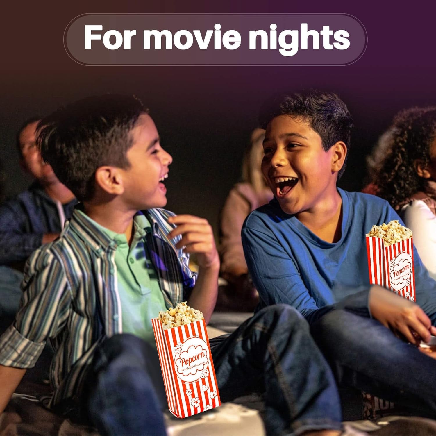 100 Popcorn Bags Individual Servings - Disposable Paper Popcorn Bags Party Pop Corn Sleeves Bulk Carnival Halloween Christmas Gift Favor Treat Bolsas Para Palomitas Movie Night Supplies