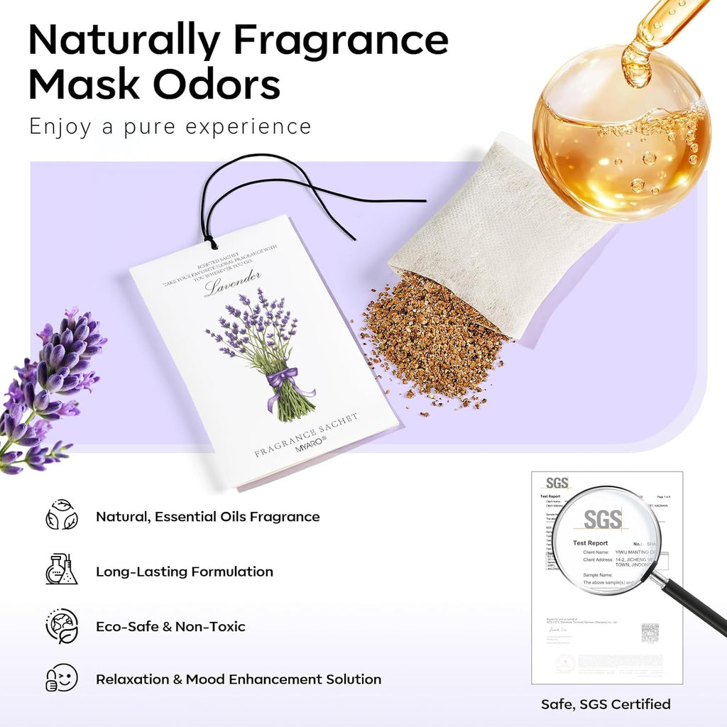 12 Packs Lavender Scented Sachets Air Freshener for Drawer and Closet, Long-Lasting Sachet Bag Room Car Odor Deodorizer Fresh Scent Home Fragrance