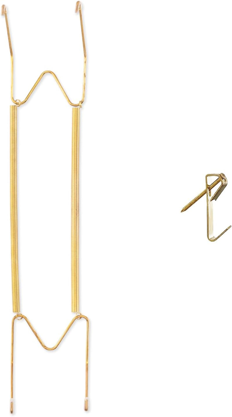 1 Pack Plate Hanger for the Wall, 16–20 Inch Large Decorative Plate, Stainless Steel Invisible Heavy Duty Spring Plate Holder with Wall Hook, Secure Display for Platters and Collectible Plates