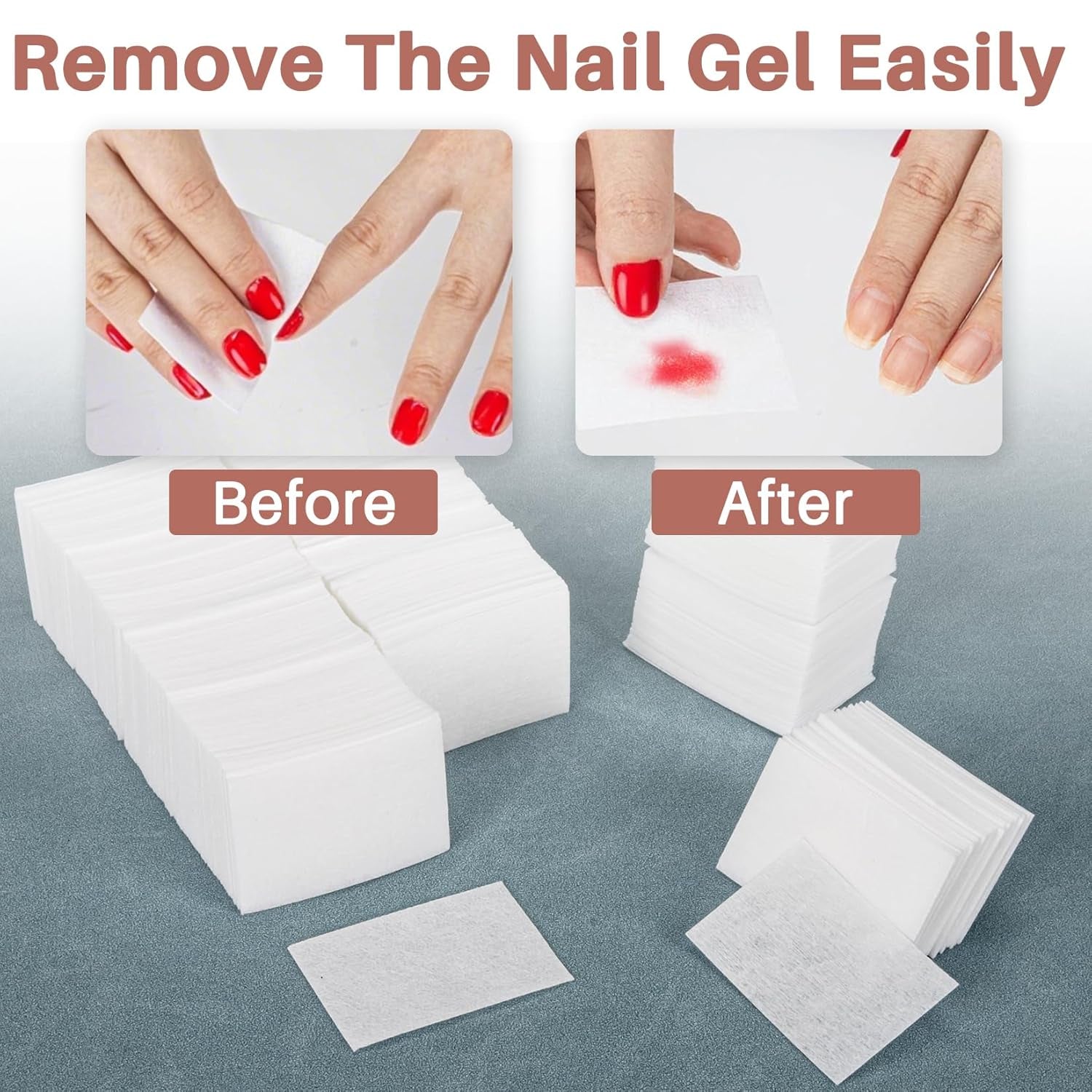 1000 Gel Nail Polish Remover Pads -  Nail Cotton Acetone Fingernail Polish Remover Wipes Prep Pad Essentials for Nail Techs Professional Supplies Acrylic Gel Removal