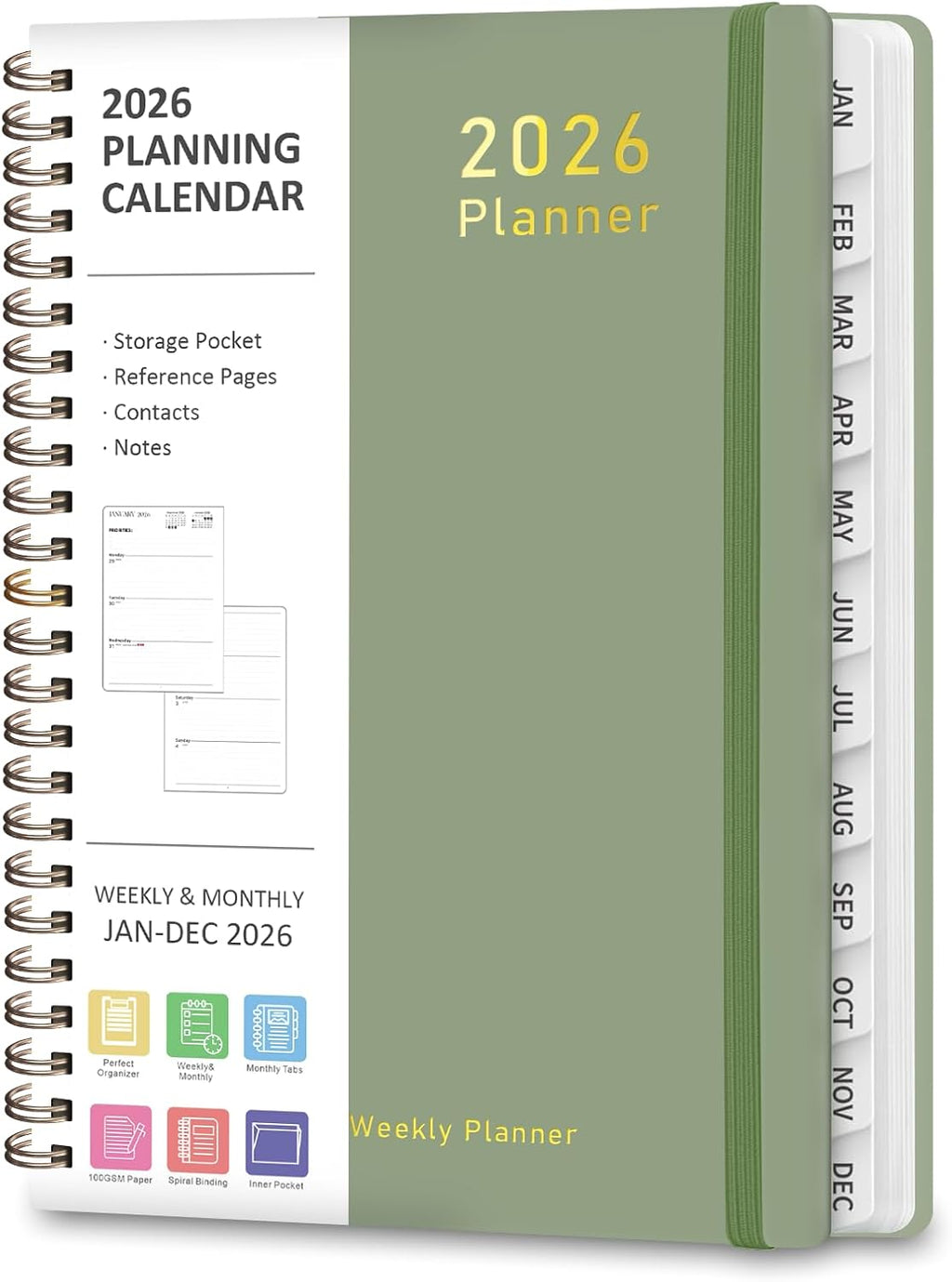 2026 Planner, Weekly and Monthly Calendar Academic Planner, Jan 2026 - Dec 2026, Planning Agenda Book for Desk Accessories and School Supplies - A5 (6.3'' X 8.5'')