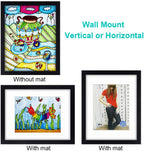 11X14 Inch Picture Frame Made of Solid Wood and High Definition Glass Display Pictures 8X10 with Mat or 11X14 without Mat for Table Top Display and Wall Mounting Photo Frame with Stand Black