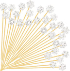 100 Christmas Snowflake Cocktail Picks, 6 Kind of Fancy Christmas Toothpicks for Appetizers, 4.7 in Bamboo Charcuterie Skewers Food Sticks for Winter Snow Frozen Decorations Christmas Party Supplies