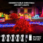200 LED Red Christmas Net Lights, 9.8Ft X 6.6Ft Connectable Christmas Bush Lights with Remote, 8 Modes Plug in Net Light Outdoor Mesh Light Waterproof for Tree, Yard, Fence Decoration