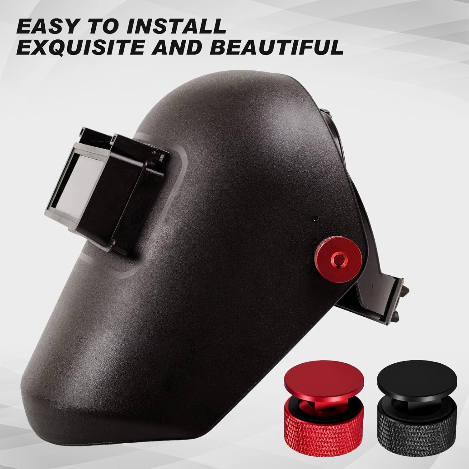 2 Pairs Welding Hood Helmet Fasteners Aluminum Welding Hood Headgear Pipeliner Pancake Sugar Scoop Welding Hood Replacement Parts Accessories with Nonslip Silicone Washer, Black and Red