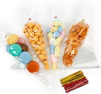 200 Pack Cone Bags, 6.3×11.8 Inch Cellophane Treat Bags with Ties for Wedding Birthday Halloween Party Favor
