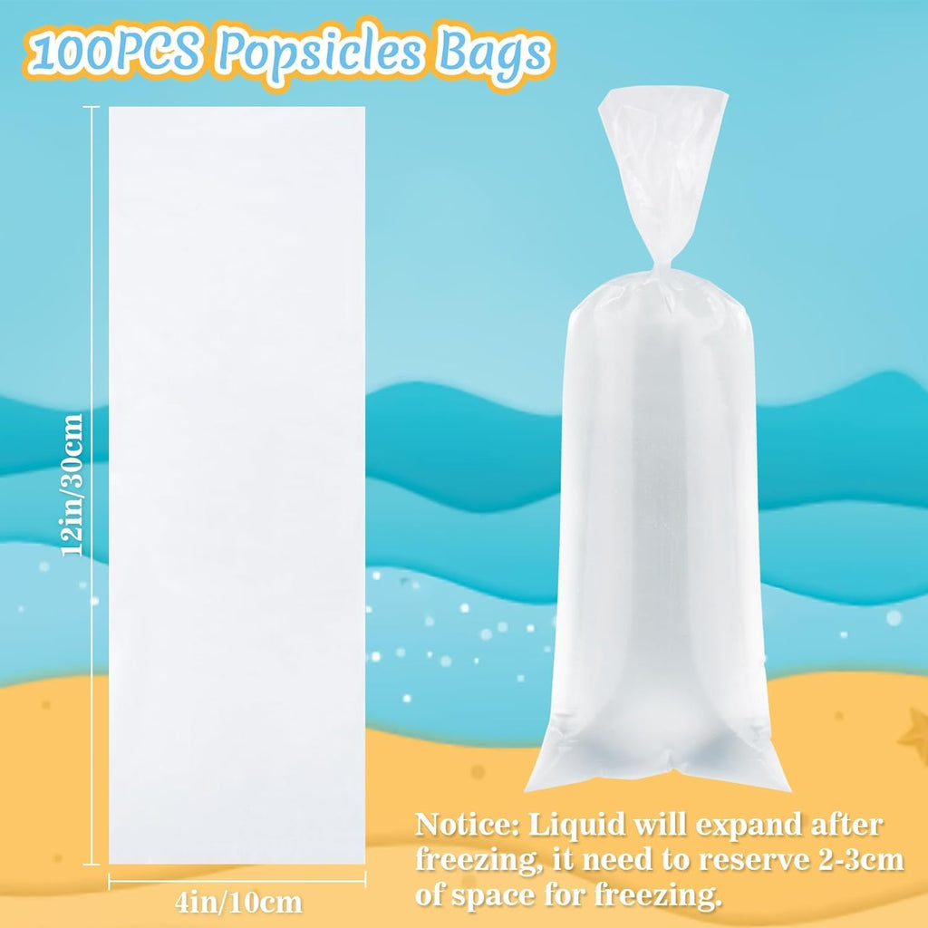 100 Ice Candy Plastic Bags - 4X12 Bolsas Para Bolis De Hielo Mexicanos Freeze Icepop Bags Popsicle Mold Bolsas Para Helados Caseros Popsicle Wrappers Yogurt Ice Cream Smoothie Mold Bag