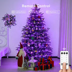 200 LED Purple Christmas Lights Plug In, 66 FT Indoor Outdoor Purple Rope Lights for outside Halloween Decorations Garden Patio Christmas Tree