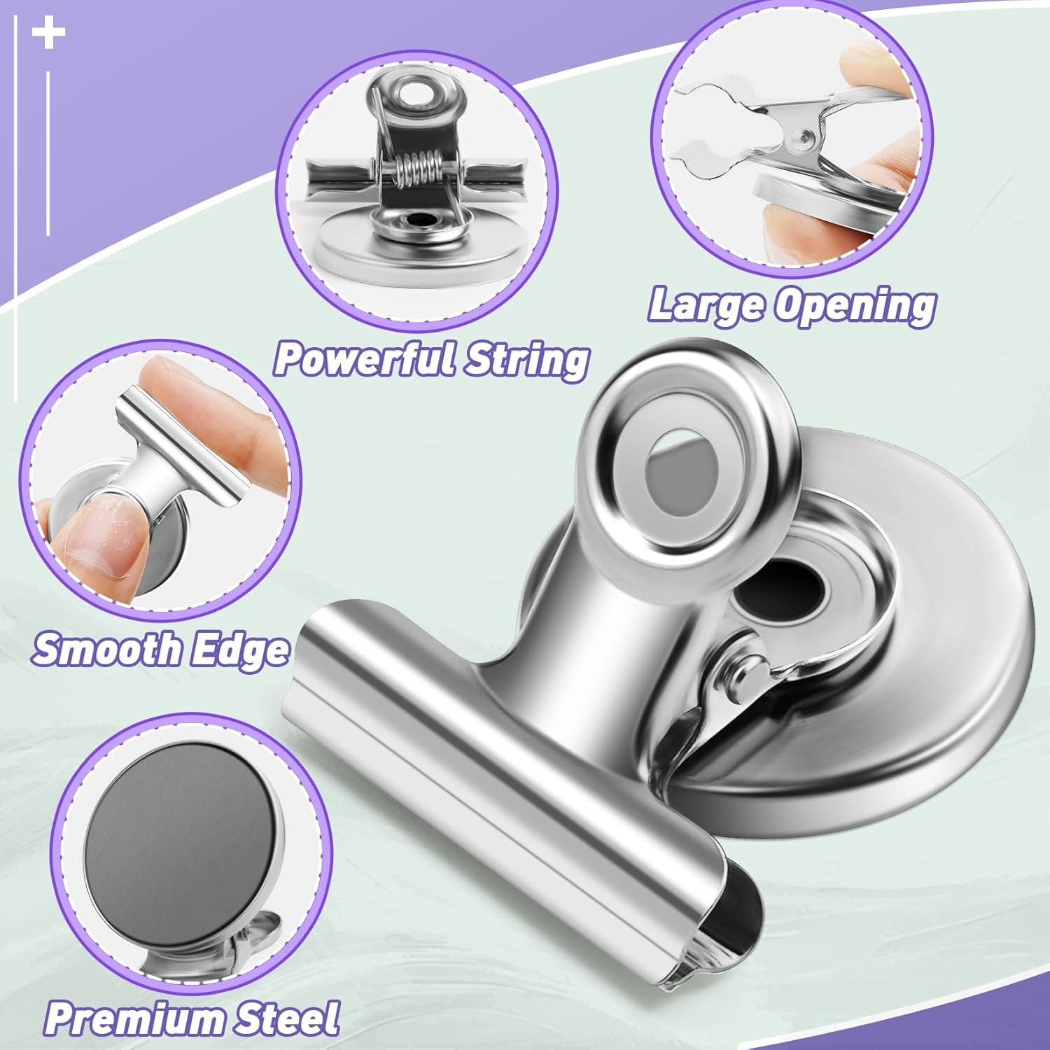 24 Pack Strong Magnetic Clips, Fridge Magnets Refrigerator Magnet, Whiteboard Magnets Heavy Duty Magnet Clips for Home, Office, Classroom, Locker, Cruise (Silver)