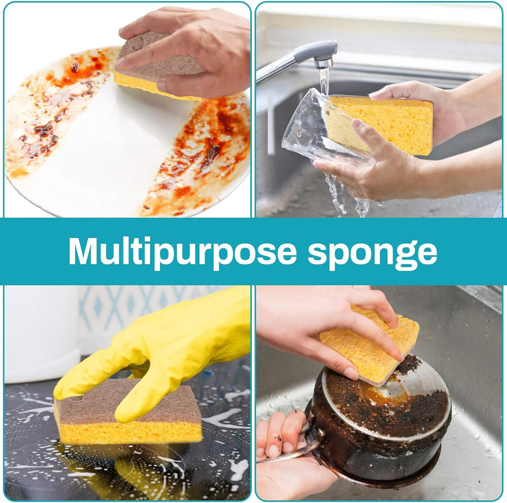 10PCS Natural Sponges for Dishes - Biodegradable Sponges Kitchen Eco Friendly Dish Sponge Non-Scratch Sponges for Cleaning Kitchen
