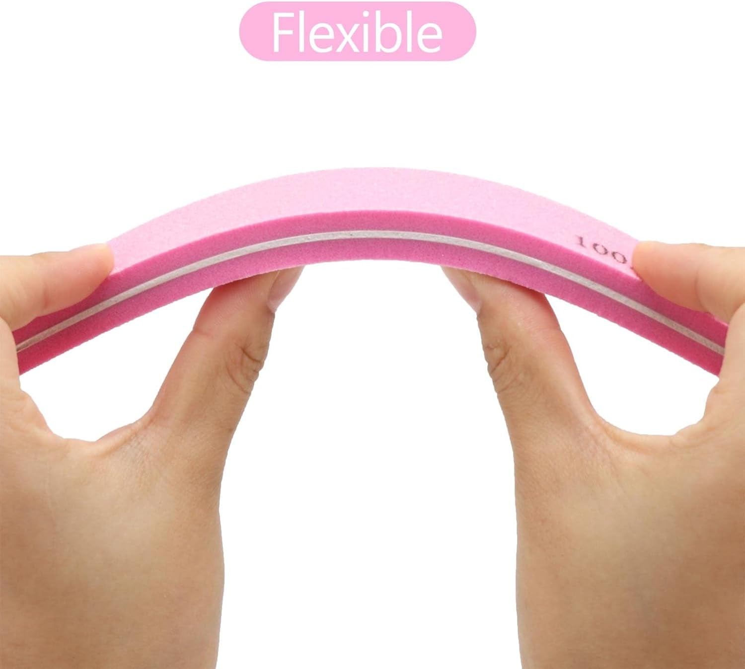 20 Pack Nail Buffers 100/180 Grit Washable Double Sided Nail Sanding Block File for Acrylic Natural Gel Nails, Pink