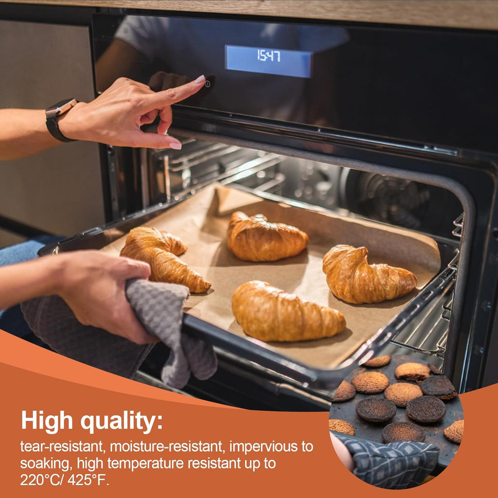 110 Pcs Brown Unbleached Parchment Paper, 10.7 X 13.6In, Precut Baking Paper for Cookies, Bread, Pizza