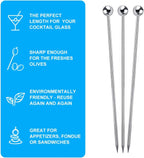 15PCS Cocktail Picks for Drinks, Stainless Steel Cocktail Toothpicks, Reusable Cocktail Skewers, Garnish Picks Bloody Mary Skewers, Metal Martini Picks for Olives Appetizers Fruit (4.3 Inch)