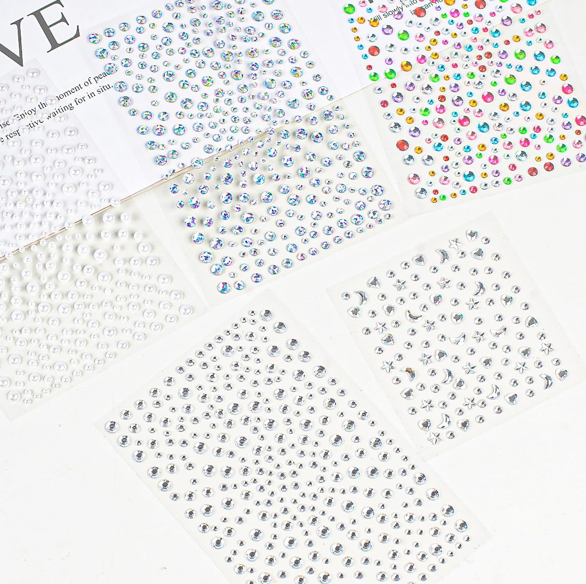 1465P Face Gems, Self-Adhesive Hair Gems, 5 Different Types of Face Rhinestones, Face Gems Stick on for Face, Eyes, Body, Hair, Makeup, Festival Decorations, DIY Crafts