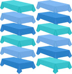 12 Pcs Ocean Tablecloth Disposable Plastic Tablecloth Waterproof Table Cover for Rectangle Sea Table Cover for Surf Ocean Pool Party Birthday Decor, 54 X 108 Inch, Lake Blue, Sky Blue, Dark Blue