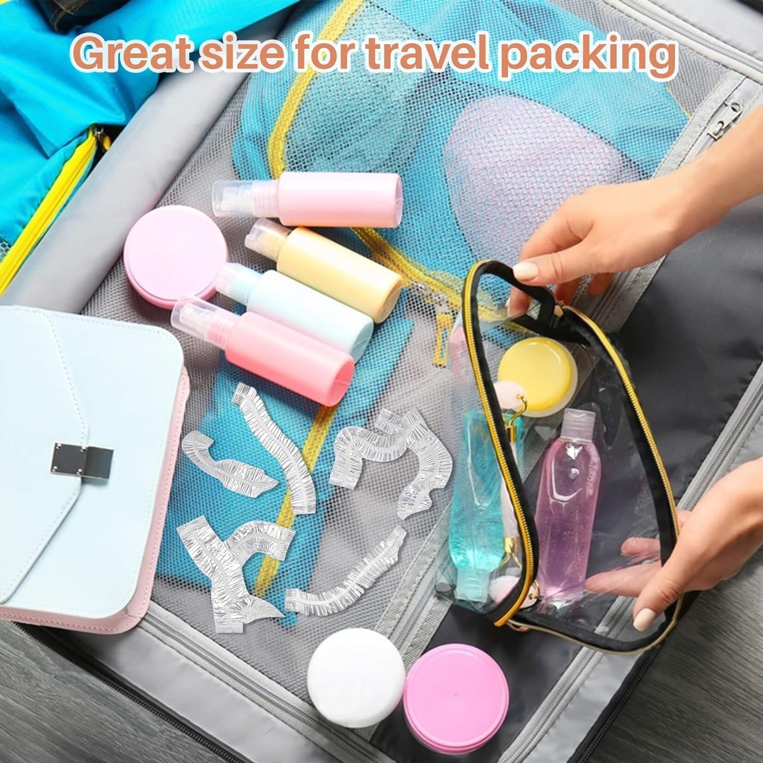 200 Disposable Shower Caps Unisex - Medium Plastic Hair Caps for Deep Conditioning Shower Cap Reusable Waterproof for Women Men Hair Treatment Bath Cap for Long Hair Travel Essentials