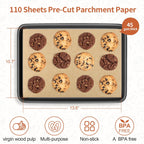 110 Pcs Brown Unbleached Parchment Paper, 10.7 X 13.6In, Precut Baking Paper for Cookies, Bread, Pizza