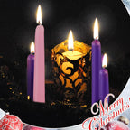 20 Pcs Christmas Advent Candle Set Taper Candles 10 Inch Purple and Pink Christmas Candles Candlesticks for Wedding Advent Home Church Holiday Decoration Party Celebrations