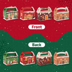 16PCS Christmas Treat Boxes, 3D Xmas Gift Boxes with Vibrant Print Cardboard Colorful Goodie Boxes with Handles for Gift Giving Christmas Holiday 6.1 X 3.4 X 3.5 Inch