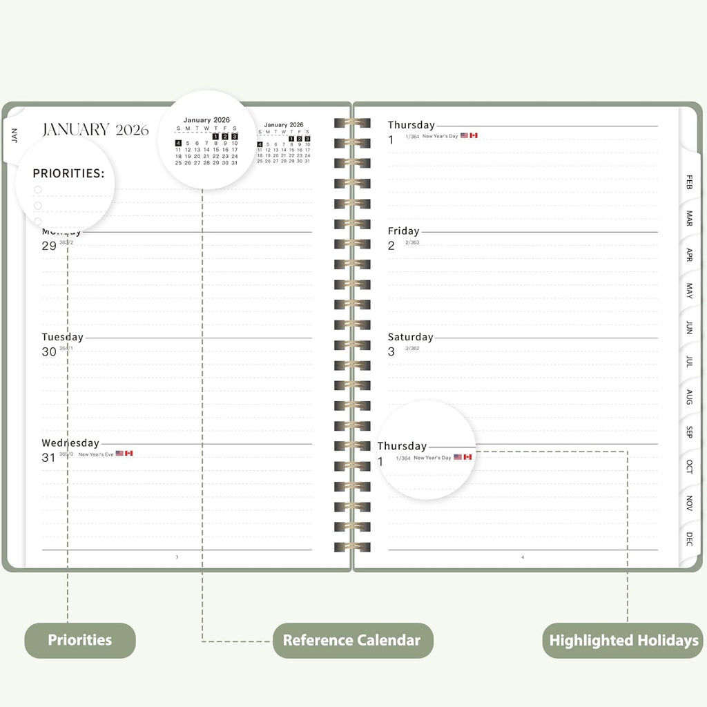 2026 Planner, Weekly and Monthly Calendar Academic Planner, Jan 2026 - Dec 2026, Planning Agenda Book for Desk Accessories and School Supplies - A5 (6.3'' X 8.5'')