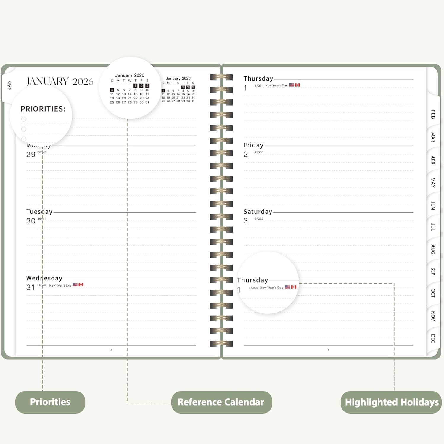 2026 Planner, Weekly and Monthly Calendar Academic Planner, Jan 2026 - Dec 2026, Planning Agenda Book for Desk Accessories and School Supplies - A5 (6.3'' X 8.5'')